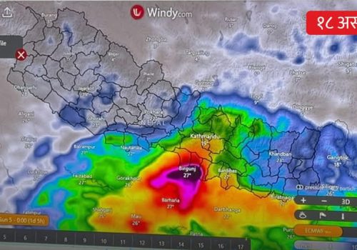 भारी वर्षाका कारण बारासहित १६ वटा जिल्लामा ‘रेड अर्लट’ जारी